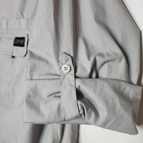 Harley Davidson Vented Rear Long Sleeve Shirt Roll Up Tabs Relaxed Fit 2XL - Picture 5 of 8